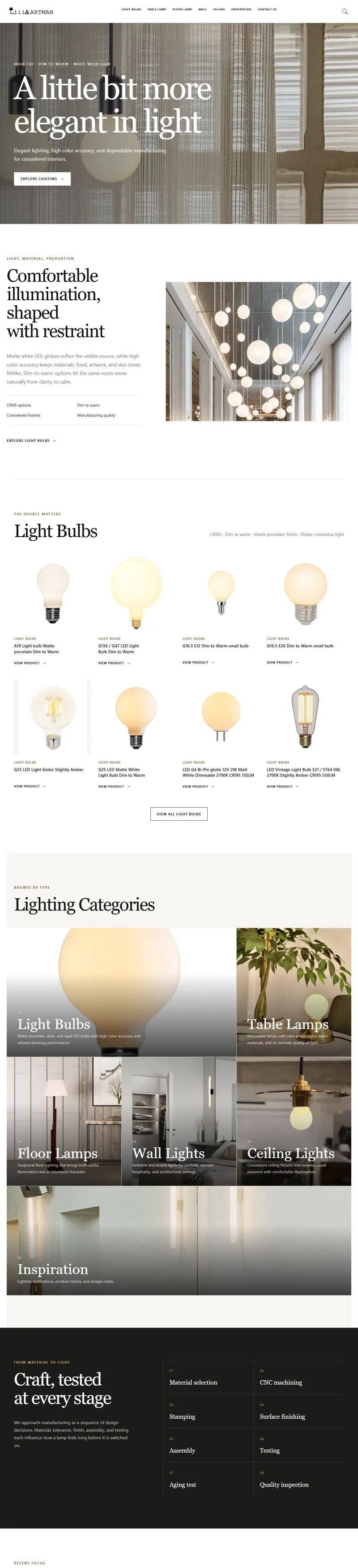High CRI LED Bulbs & Decorative Lighting | Liii&ARTMAN 網頁長截圖
