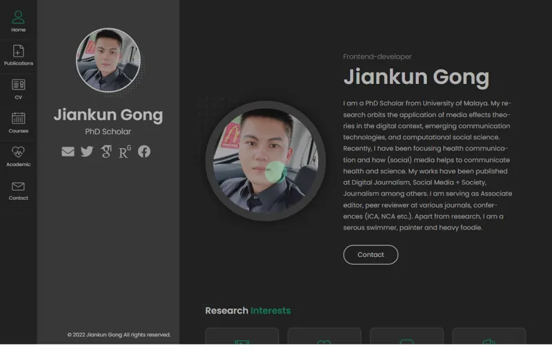 Jiankun Gong 網頁長截圖