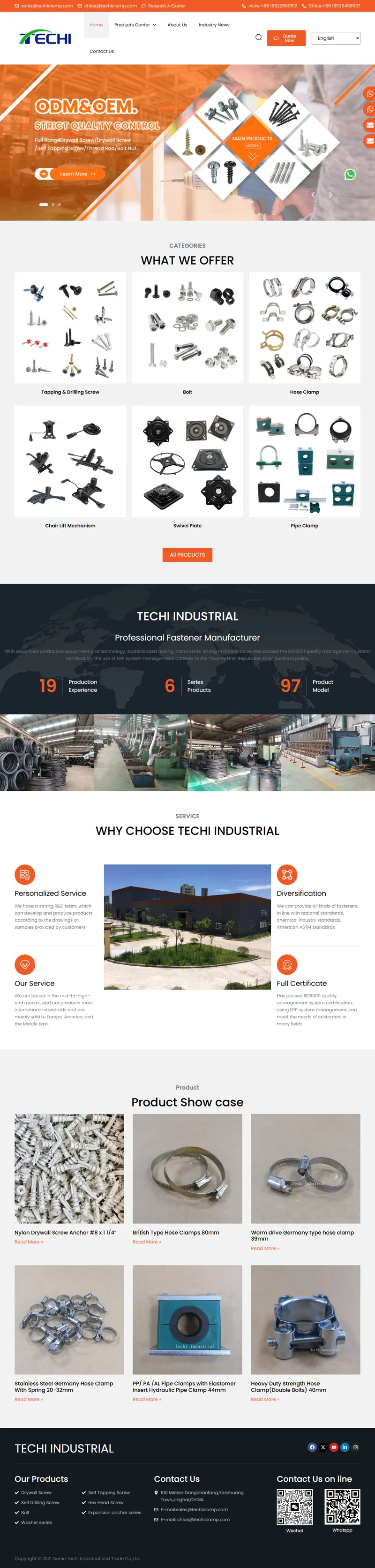 Techi Indutrial is hose clamp,drywall screw manfuacturer 網頁長截圖