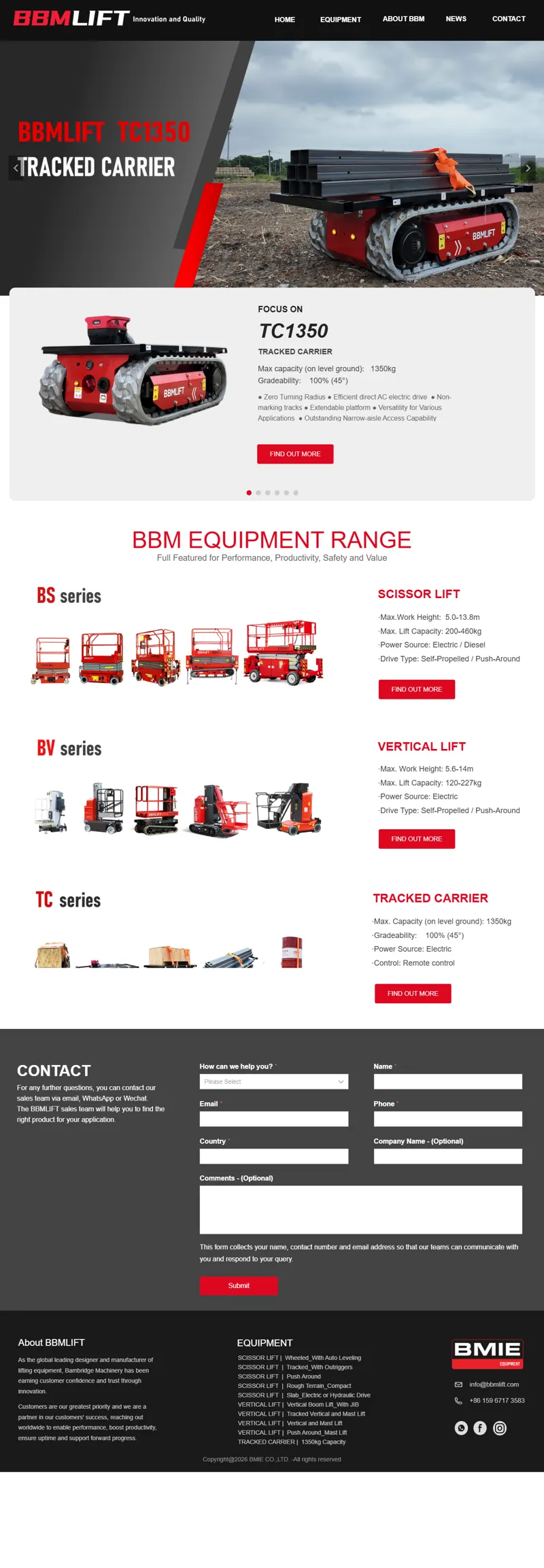 Bambridge Machinery 網頁長截圖