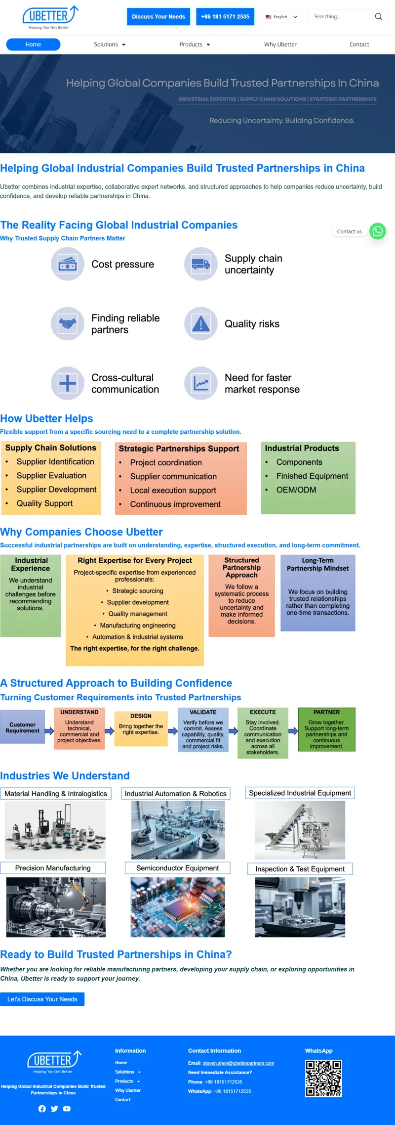 Ubetter | Trusted Partner for Industrial Supply Chain Solutions in China 網頁長截圖