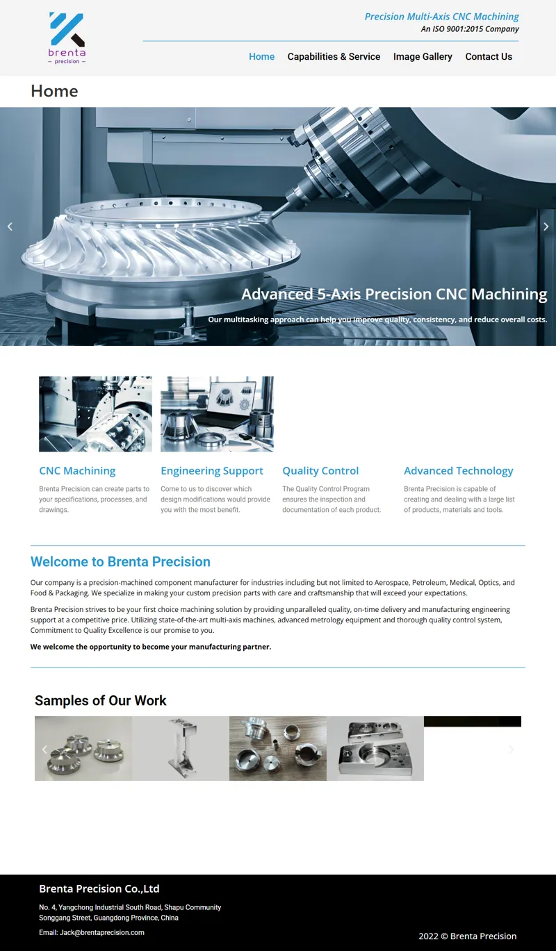 Brenta Precision – A Full-Service CNC Machining Job Shop 網頁長截圖
