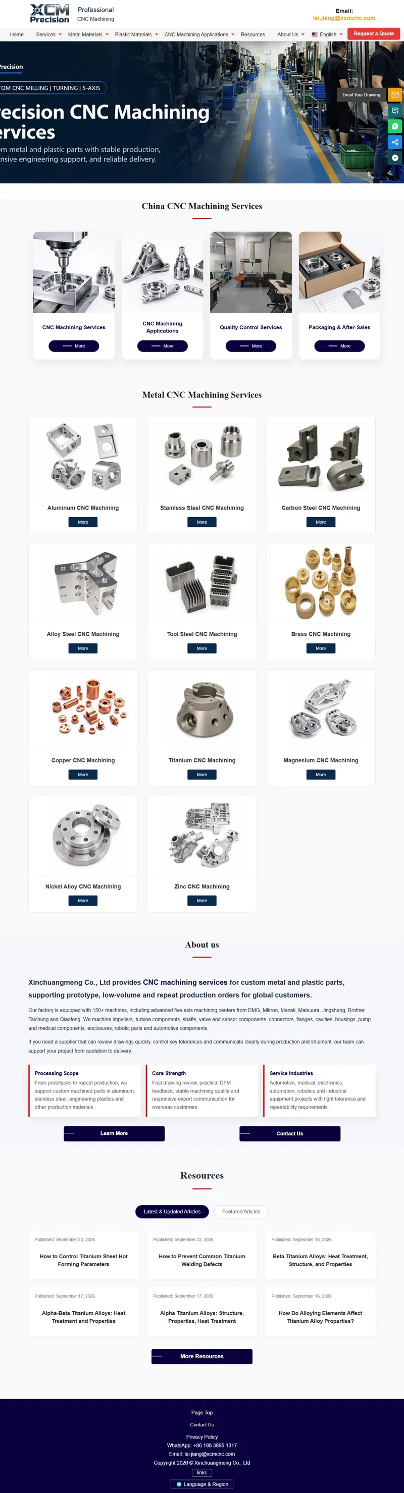 China CNC Machining Services | Precision Parts Factory - XCM 網頁長截圖