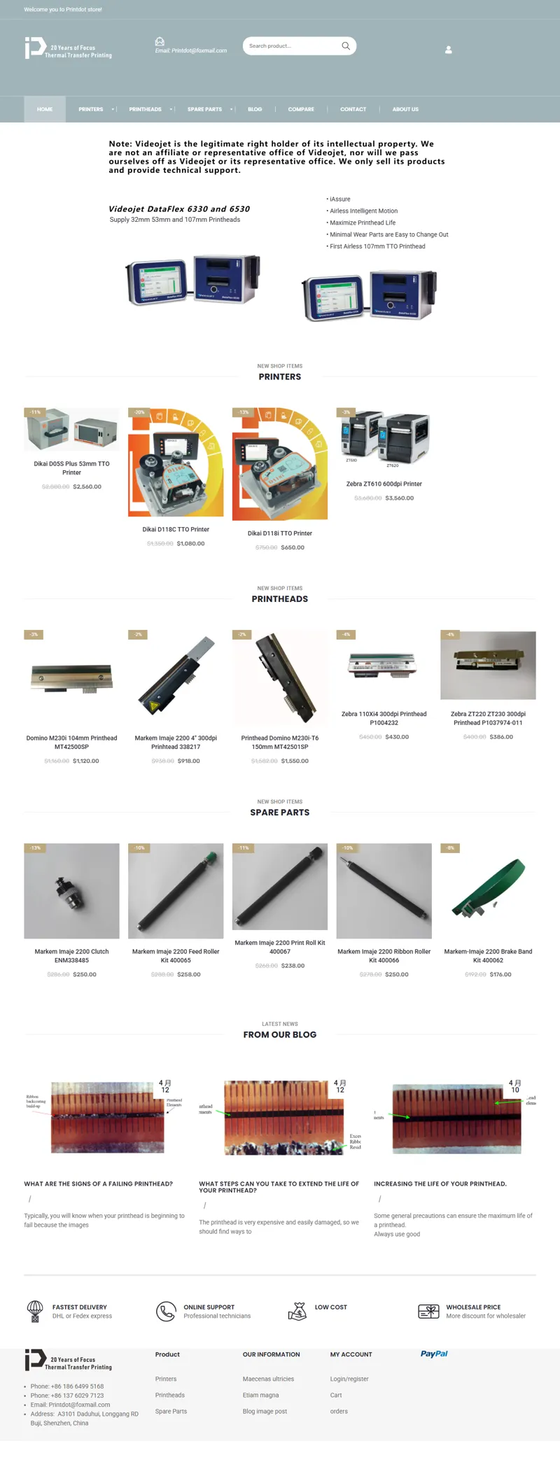 printdot shop – Videojet printheads 網頁長截圖