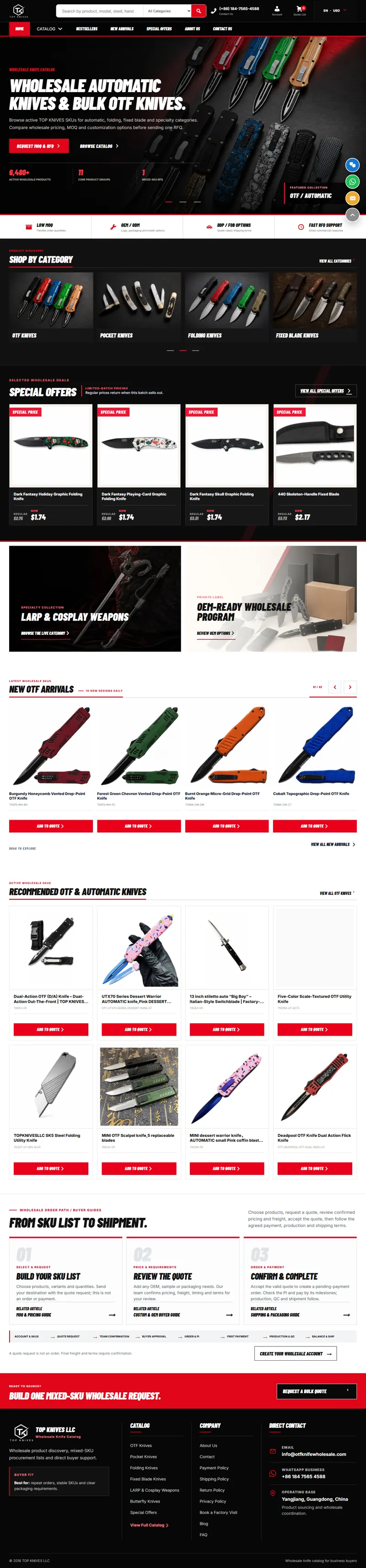 Wholesale Automatic Knives & Bulk OTF Knives | TOP KNIVES LLC 網頁長截圖