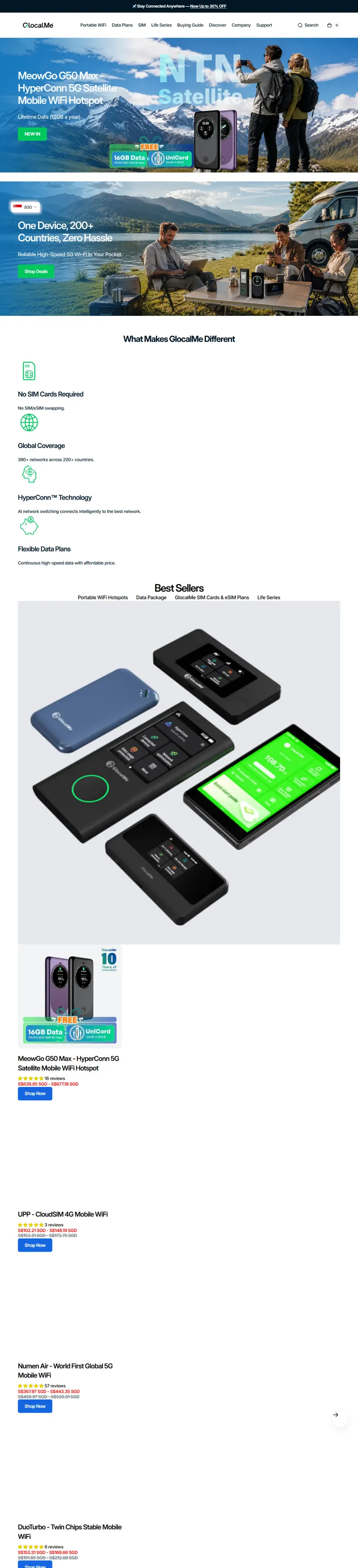 GlocalMe® Official Store | Global Portable WiFi Device Provider 網頁長截圖