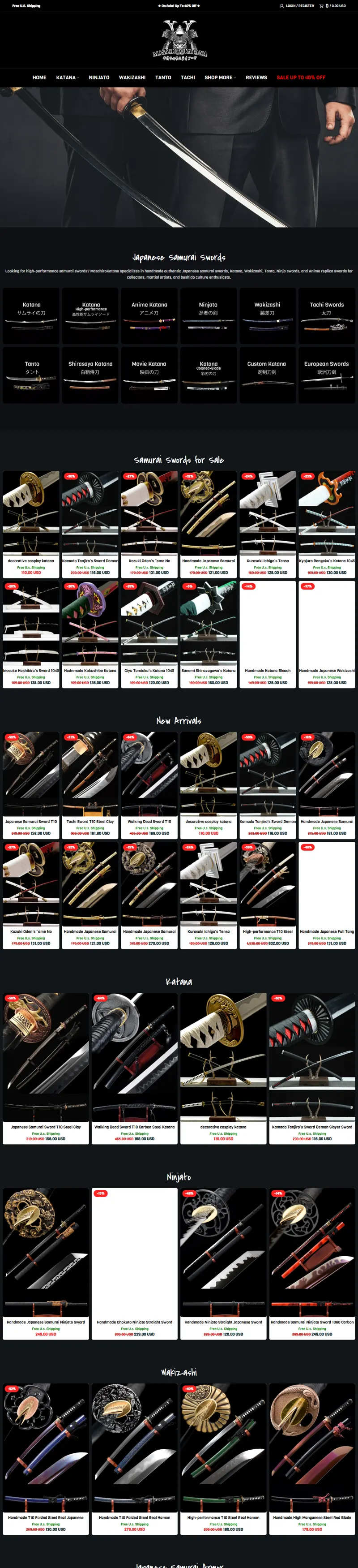 Katana Sword | Samurai Sword for Sale - MasahiroKatana 網頁長截圖