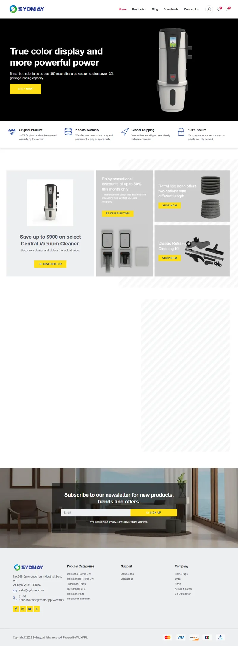 Sydmay | Central Vacuum Systems, Power Units & Accessories 網頁長截圖