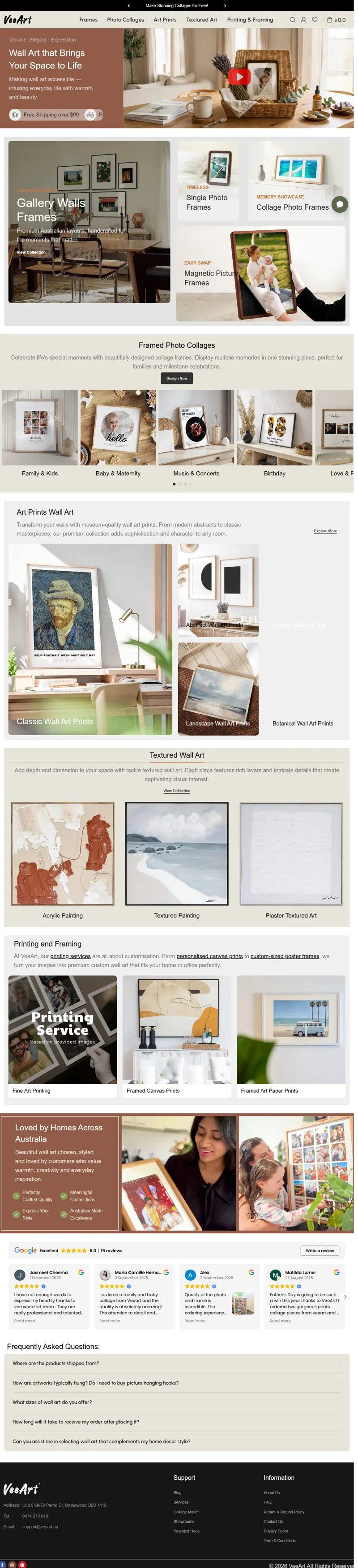 Frames, Photo Collages & Custom Canvas Prints | VeeArt Wall Art 網頁長截圖