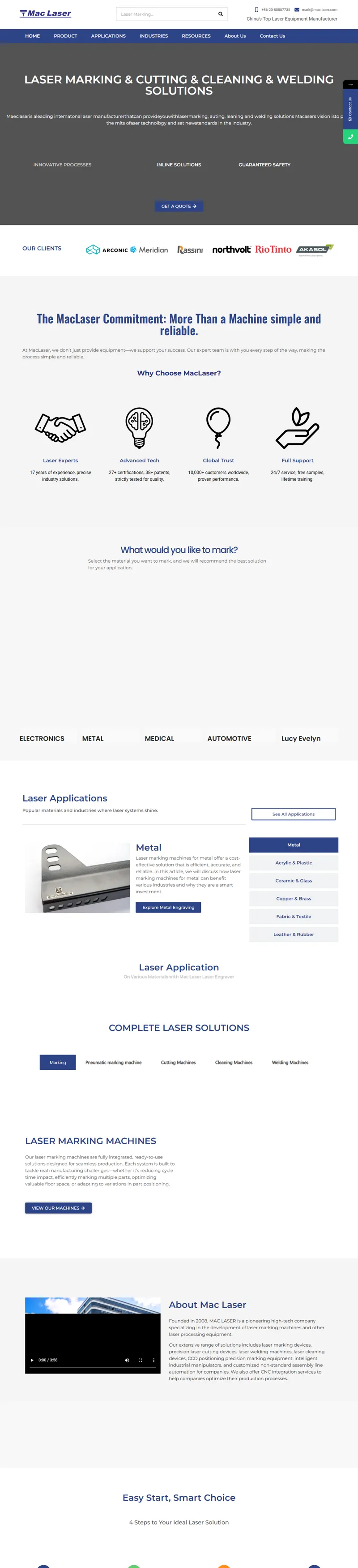 MAC LASER – laser marking chine | Laser engraving machine 網頁長截圖