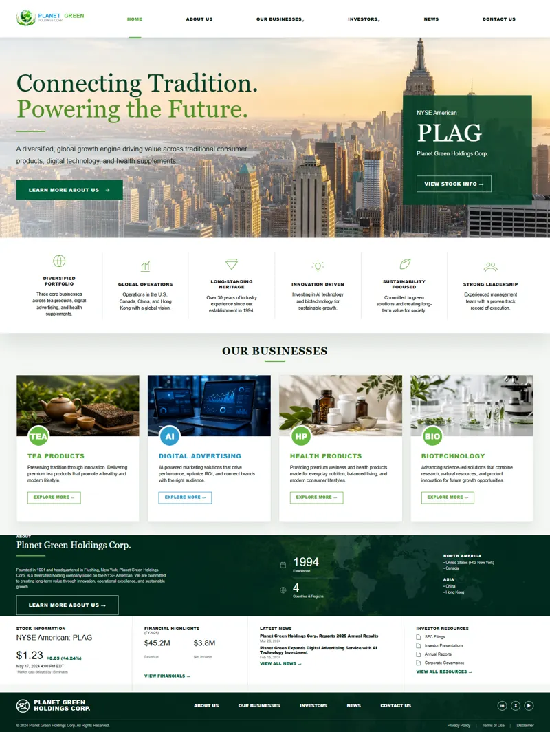 Planet Green Holdings 網頁長截圖