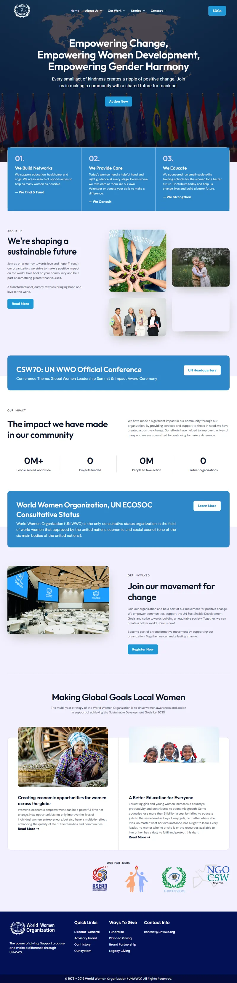 Welcome | UN World Women Organization – Headquarters(世界婦女組織) 網頁長截圖